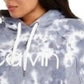 Calvin Klein Moletom com capuz feminino plus size tie-dye, cinza, tamanho 1X