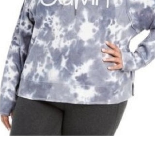Calvin Klein Moletom com capuz feminino plus size tie-dye, cinza, tamanho 1X