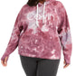 Calvin Klein Moletom com capuz feminino plus size tie-dye, vermelho médio, tamanho 3X