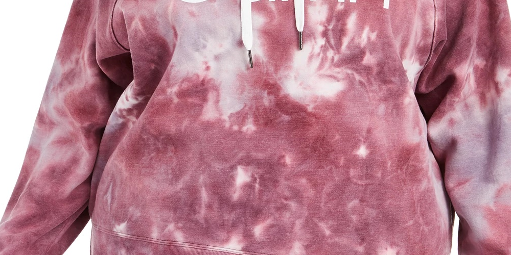 Calvin Klein Moletom com capuz feminino plus size tie-dye, vermelho médio, tamanho 3X