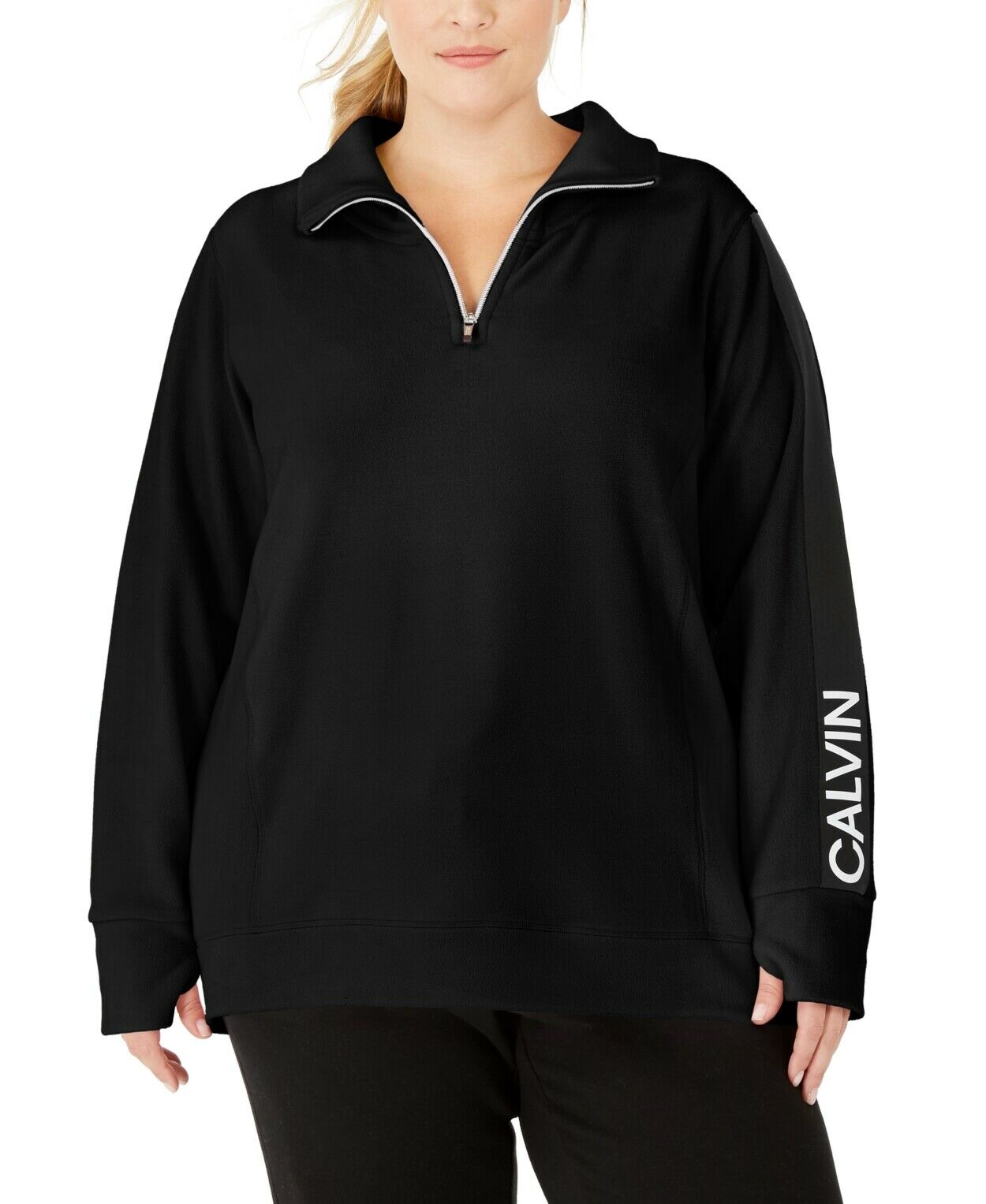 Blusa Calvin Klein Performance Plus Size Feminina com Logo e Zíper, Tamanho 2X