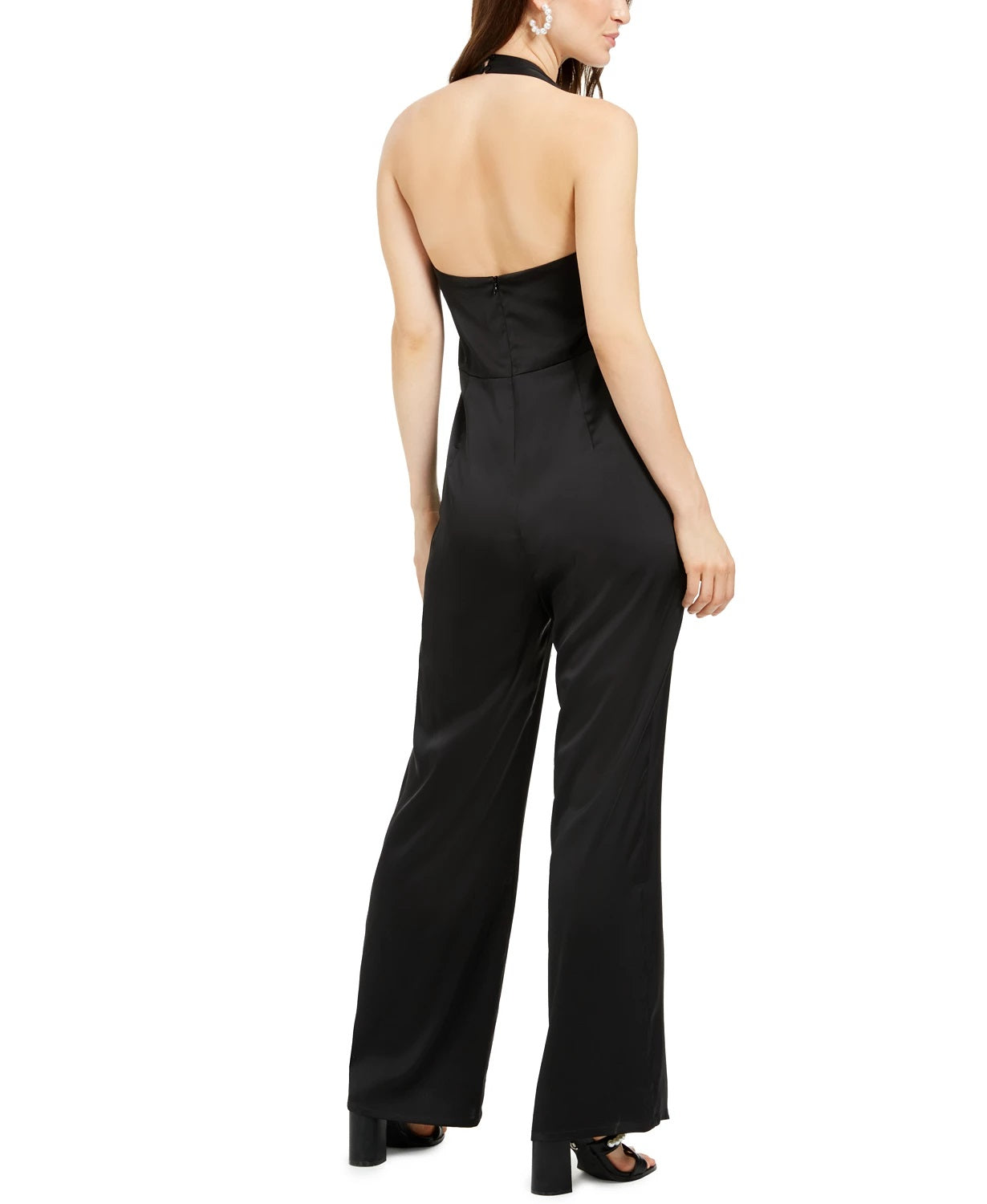 Macacão feminino Cooper 19 com decote careca e alças finas, preto, tamanho extragrande
