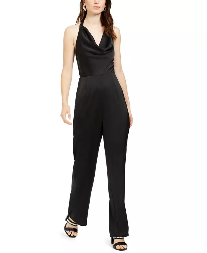 Macacão feminino Cooper 19 com decote careca e alças finas, preto, tamanho extragrande