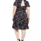 Vestido estampado com cinto e flare Teeze Me Junior's Plus, azul marinho, tamanho 16