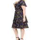 Vestido estampado com cinto e flare Teeze Me Junior's Plus, azul marinho, tamanho 16