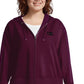Moletom com capuz Champion Plus feminino tamanho Heritage com zíper e detalhes em espinha de peixe roxo escuro tamanho 1X