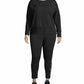 Moletom feminino Champion Plus Size Heritage Herringbone, preto, tamanho 2X