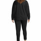 Moletom feminino Champion Plus Size Heritage Herringbone, preto, tamanho 2X
