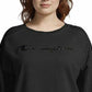 Moletom feminino Champion Plus Size Heritage Herringbone, preto, tamanho 2X