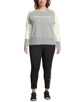 Moletom Heritage Herringbone Plus Size Feminino Champion Cinza Médio Tamanho 1X