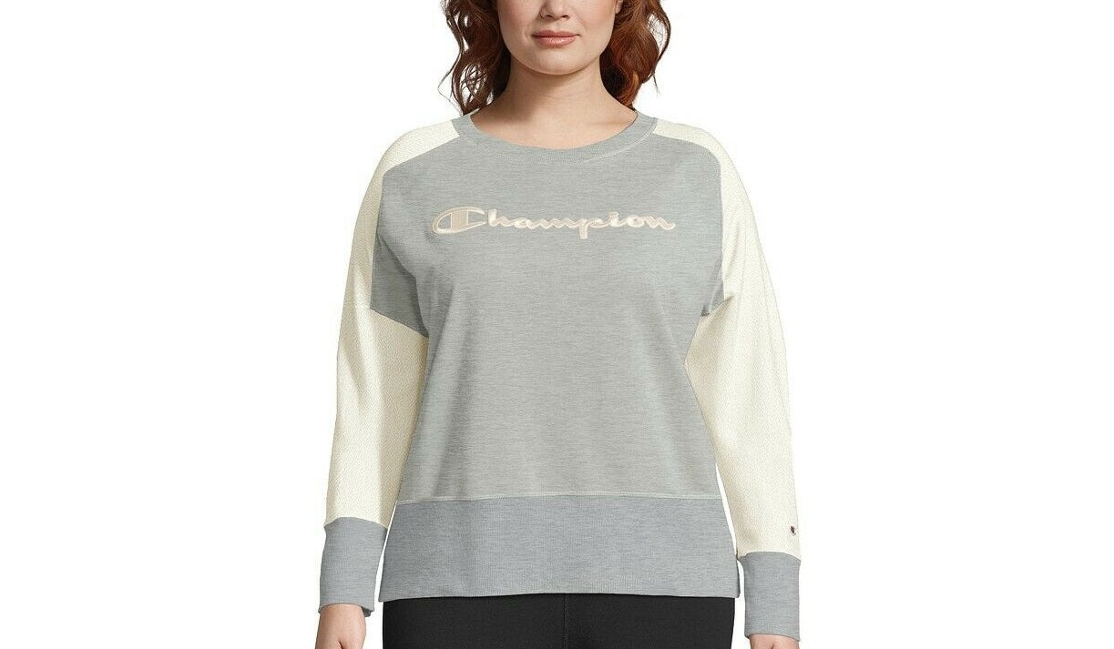 Moletom Heritage Herringbone Plus Size Feminino Champion Cinza Médio Tamanho 1X