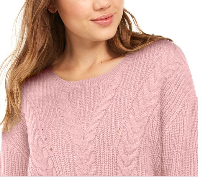 Suéter feminino Crave Fame com cadarço nas costas e cabo rosa tamanho extragrande