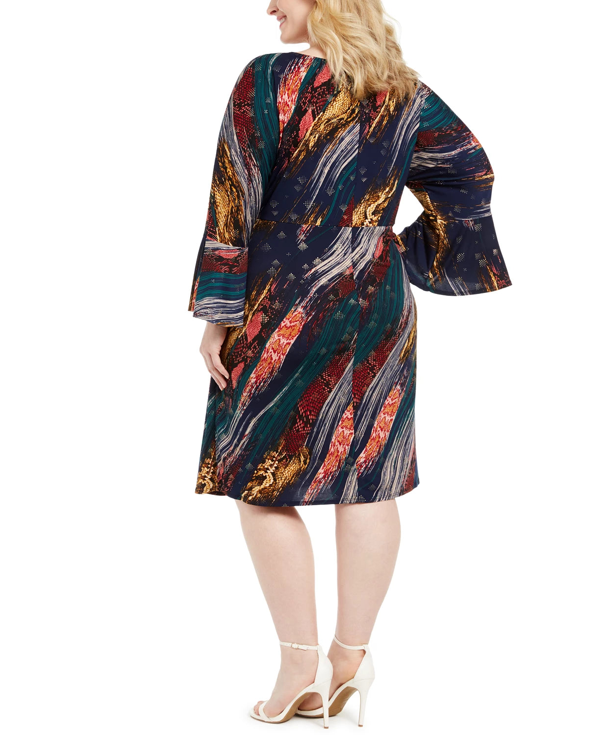 Vestido estampado plus size com amarração lateral Robbie Bee feminino, roxo, tamanho 2X