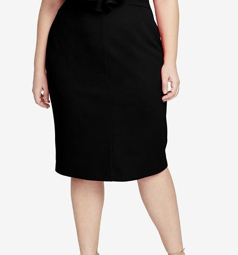 Vestido feminino Marcella com babados e ombros descobertos, tamanho grande, preto, tamanho 20, da Rachel Rachel Roy
