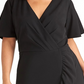 Vestido envelope falso de crepe Scuba feminino Rachel Roy Plus, preto, tamanho 18W