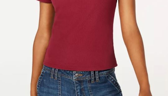 Camiseta infantil Ultra Flirt Junior's Crewneck, vermelha escura, tamanho grande