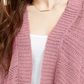 Cardigan de malha mista em chenille Ultra Flirt Juniors, rosa, tamanho extrapequeno