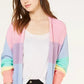 Cardigan Ultra Flirt Juniors Rainbow Stripe Shaker-Stitch Rosa Tamanho Médio