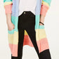 Cardigan Ultra Flirt Juniors Rainbow Stripe Shaker-Stitch Rosa Tamanho Médio