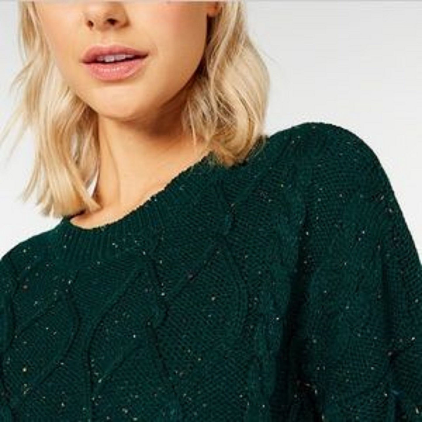 Suéter de tricô trançado Ultra Flirt Juniors, verde, tamanho médio