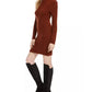 Vestido suéter de tricô trançado feminino Kit &amp; Sky, marrom, tamanho médio