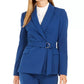 Calvin Klein Blazer Feminino Scuba Crepe com Cinto Azul Tamanho 16