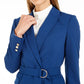Calvin Klein Blazer Feminino Scuba Crepe com Cinto Azul Tamanho 16