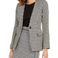 Calvin Klein Blazer Feminino Estampa Pied-de-poule com Botão Único Cinza Tamanho 14