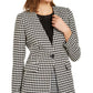 Calvin Klein Blazer Feminino Estampa Pied-de-poule com Botão Único Cinza Tamanho 14