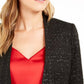 Calvin Klein Blazer Feminino Metallic Tweed Aberto na Frente Preto Tamanho 8
