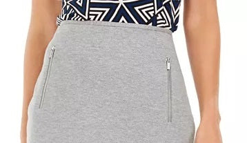 Saia lápis feminina Calvin Klein com bolso e zíper, prata, tamanho 16