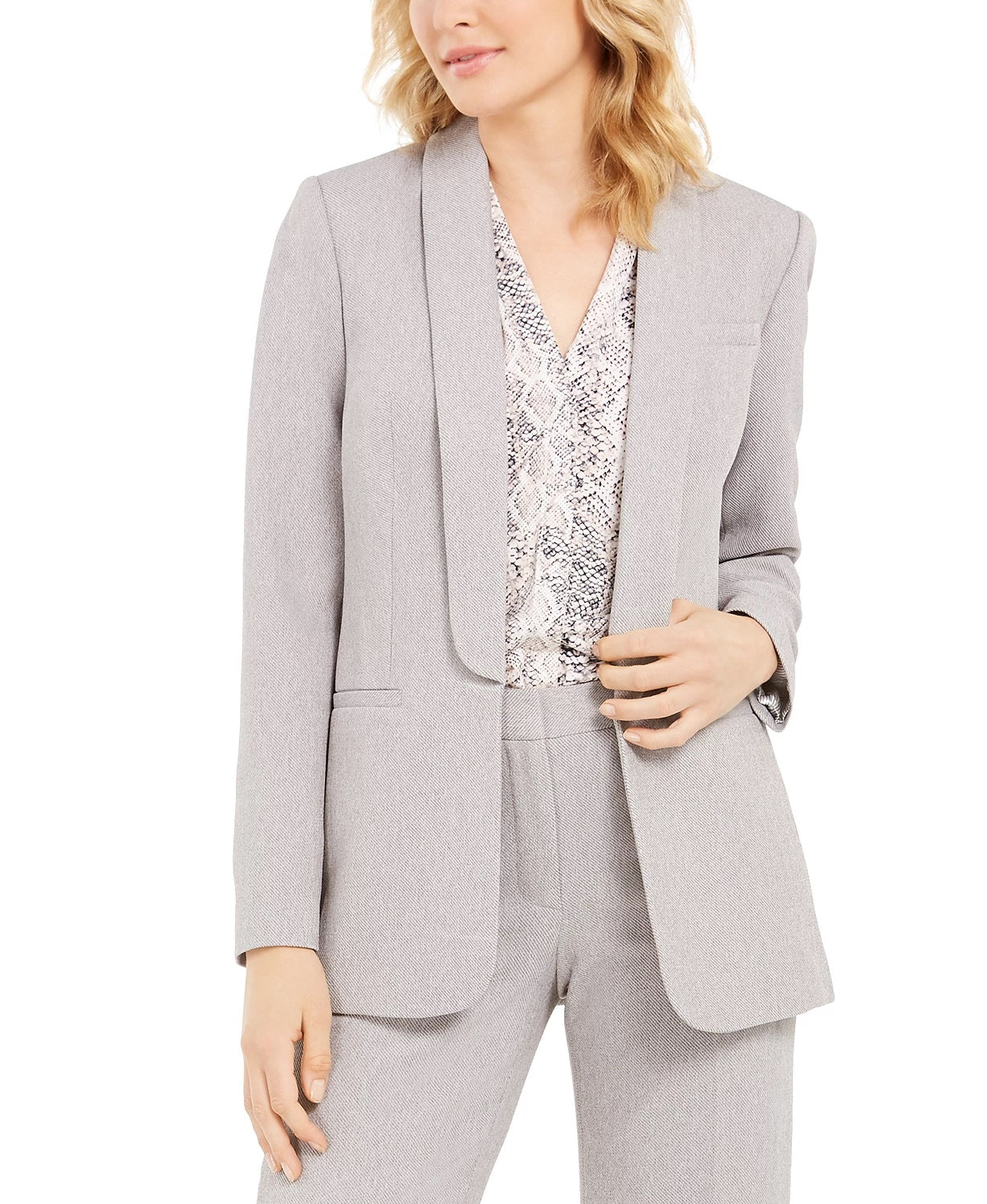 Calvin Klein Parker Twill Blazer Feminino Cinza Tamanho 10