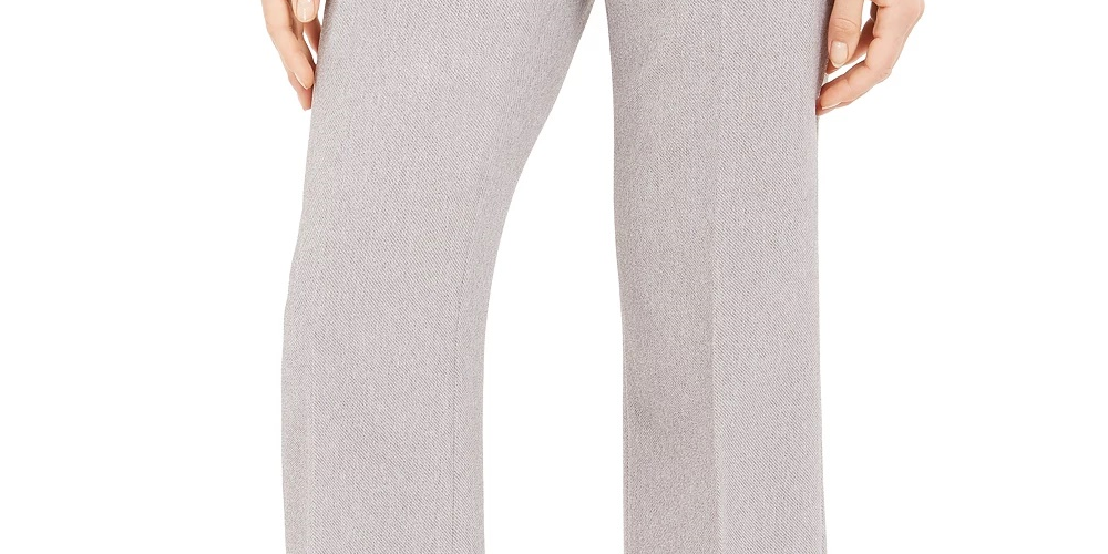 Calça curta de sarja Calvin Klein feminina com bolso e zíper, cinza, tamanho 6
