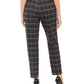Calça feminina slim fit xadrez com amarração na cintura, tamanho 10, prata, Calvin Klein