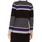 Calvin Klein Cardigan Feminino Listrado Aberto na Frente Cinza Tamanho Grande