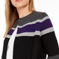 Calvin Klein Cardigan Feminino Listrado Aberto na Frente Cinza Tamanho Grande