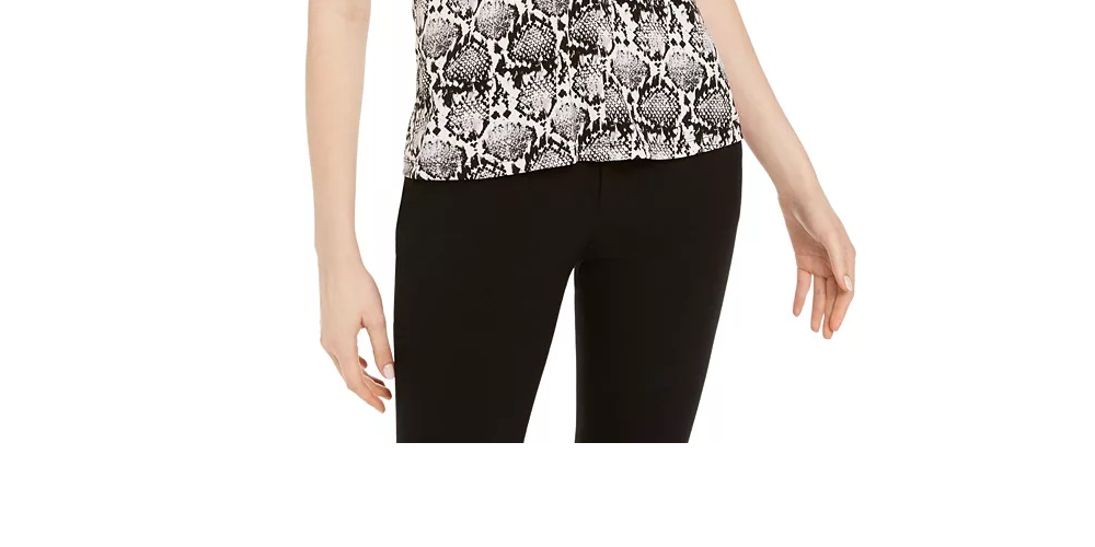 Blusa feminina sem mangas com estampa de pele de cobra Calvin Klein, tamanho médio, cor carvão
