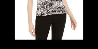 Blusa feminina sem mangas com estampa de pele de cobra Calvin Klein, tamanho médio, cor carvão