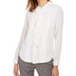 Blusa Calvin Klein Feminina com Babados e Botões na Frente, Branca, Tamanho P