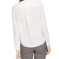 Blusa Calvin Klein Feminina com Babados e Botões na Frente, Branca, Tamanho P