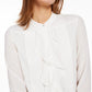 Blusa Calvin Klein Feminina com Babados e Botões na Frente, Branca, Tamanho P