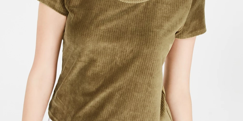 Blusa de veludo cotelê Crave Fame Juniors, verde, tamanho extra grande