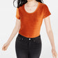 Blusa de veludo cotelê Crave Fame Juniors Laranja Brilhante Tamanho Grande