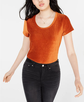 Blusa de veludo cotelê Crave Fame Juniors Laranja Brilhante Tamanho Grande