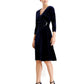 Vestido feminino Connected de veludo com broche de strass, azul-marinho, tamanho 14