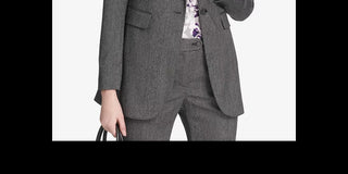 Jaqueta Calvin Klein Feminina Herringbone com Um Botão Cinza Tamanho 12 Petite