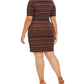 Vestido feminino plus size com estampa geométrica e zigue-zague, Rustcopper, tamanho 18