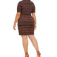 Vestido justo com estampa geométrica e zigue-zague Connected feminino Rustcopper tamanho 22W