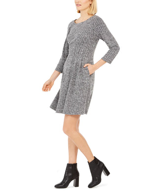 Vestido suéter feminino Connected Fit &amp; Flare cinza tamanho 10