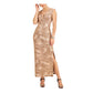 Vestido feminino bordado Connected dourado tamanho 8 pequeno